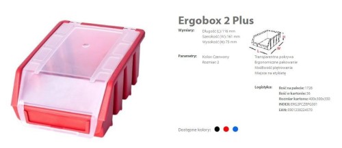 PATROL ERGOBOX PLUS 2 CZERWONY 118 x 161 x 75