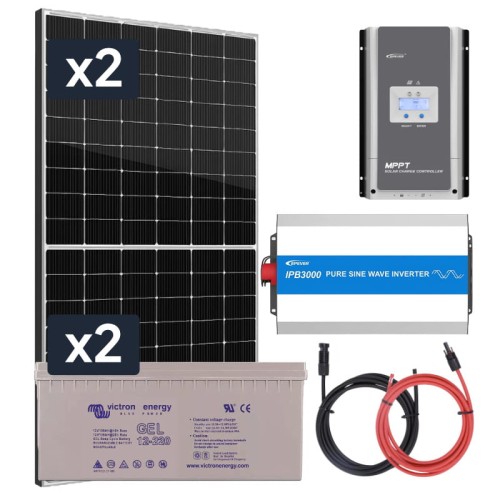 Elektrownia słoneczna 870W z akumulatorem - zasilanie 230V moc 3000W + MPPT
