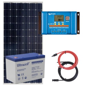 Panel słoneczny 150W i akumulator żelowy 75Ah z regulatorem LCD