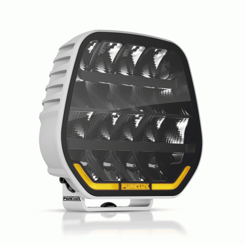 Lampa drogowa LED Purelux Panther 9 White 210W Ref.25 z lampą ostrzegawczą R65