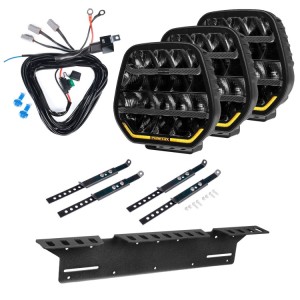 Purelux Panther 9 zestaw 3 lamp drogowych LED 210W z lampą ostrzegawczą R65