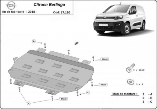 PARETO 17.130 – stalowa osłona silnika Citroen Berlingo III (2018–2026)