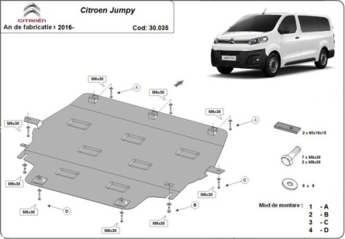 PARETO 30.035 – stalowa osłona silnika Citroen Jumpy (2016–2026)